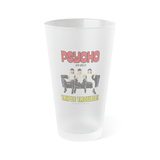 Psycho Sex Dolls Frosted Pint Glass, 16oz